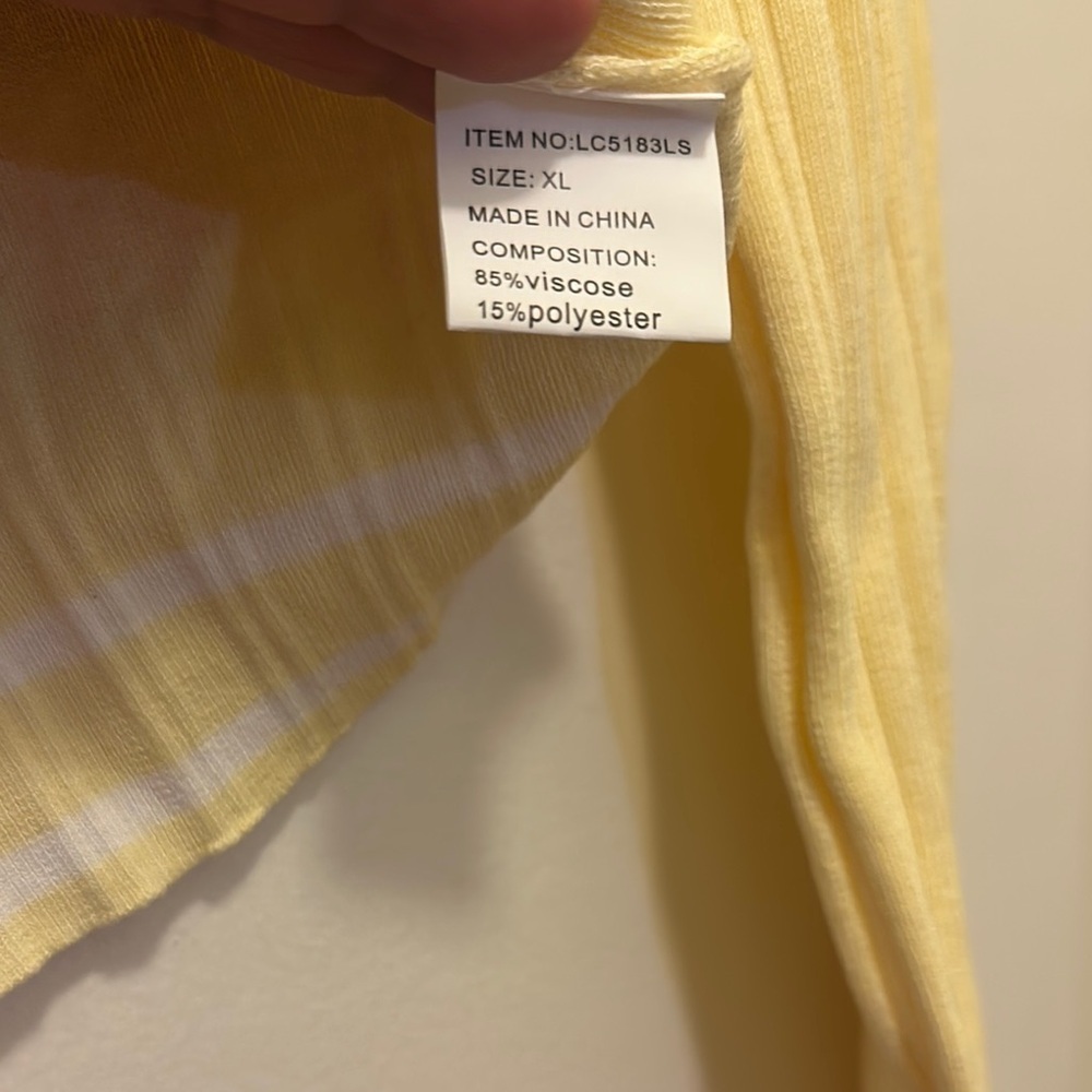 Yellow Long Sleeve Cropped Button Down - Picture 5 of 7
